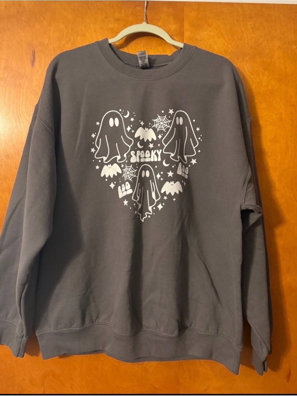 Gildan Gray Ghost Heart Graphic Sweatshirt